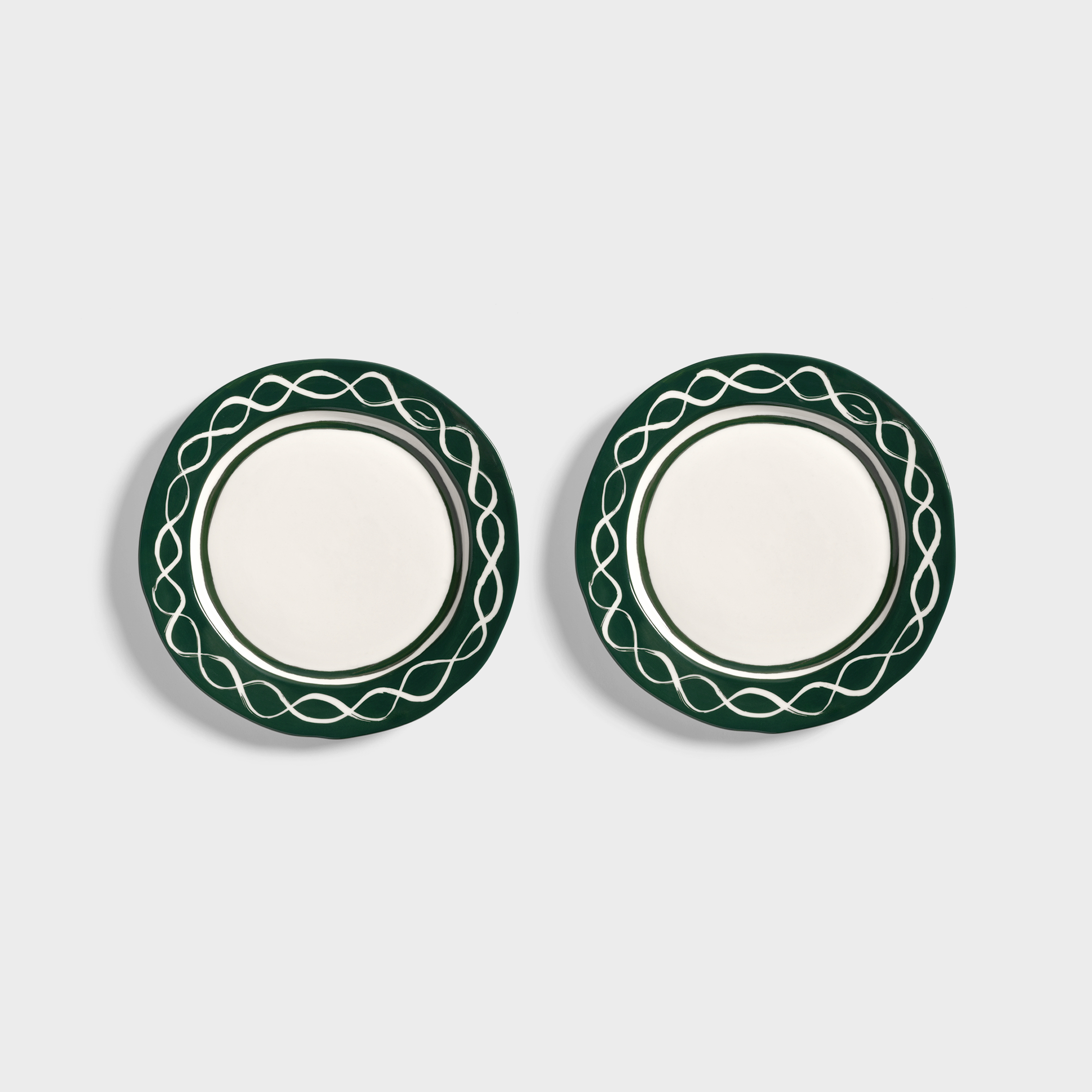 Plate festivo medium green set of 2