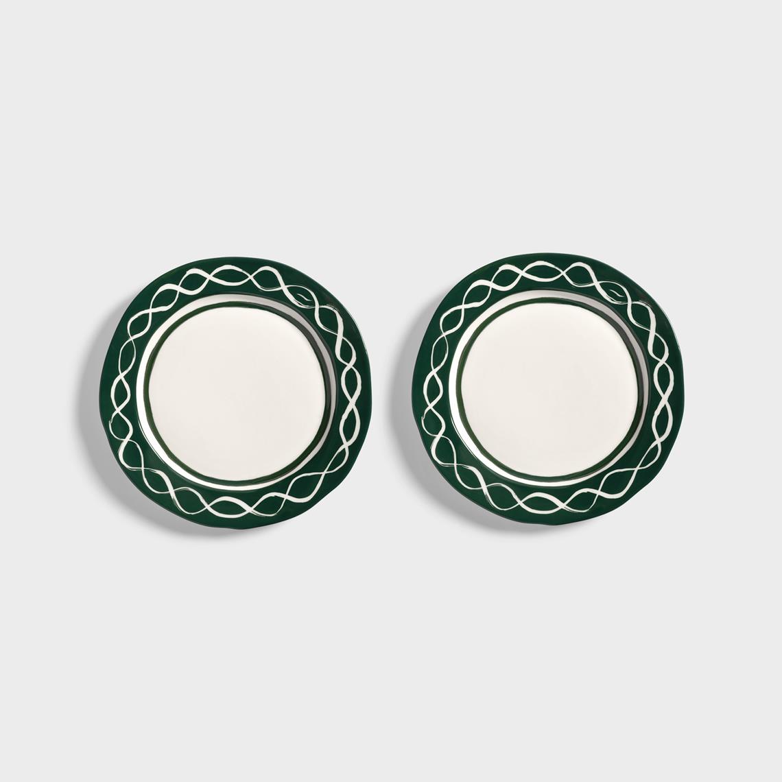 Plate festivo medium green set of 2