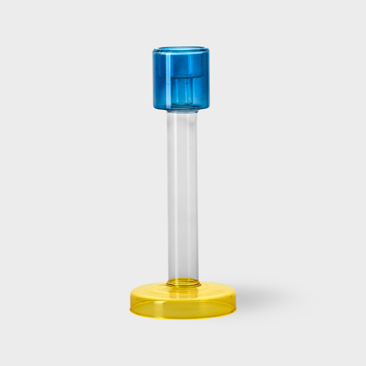 Bole candle holder L blue / yellow