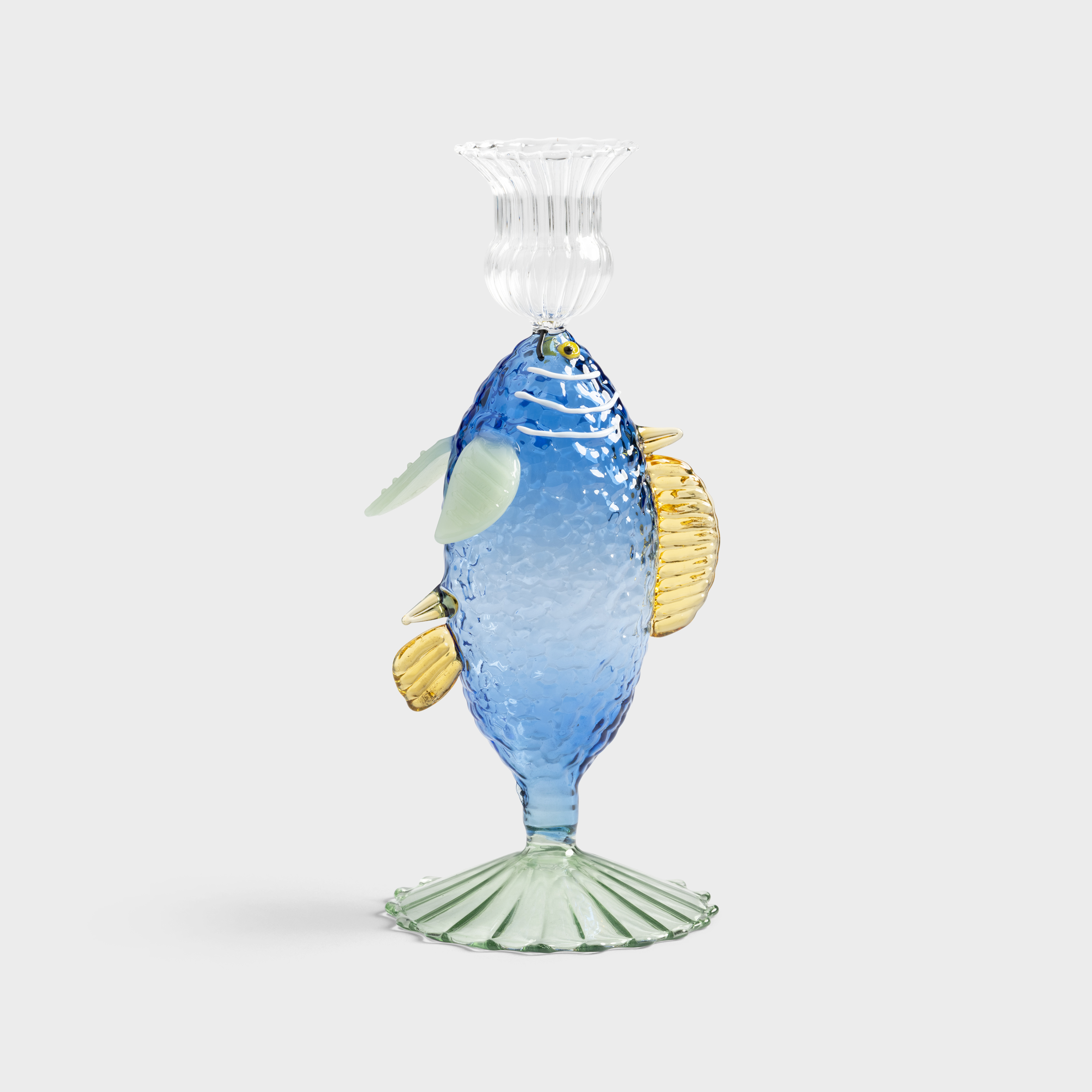 Candle holder fish blue