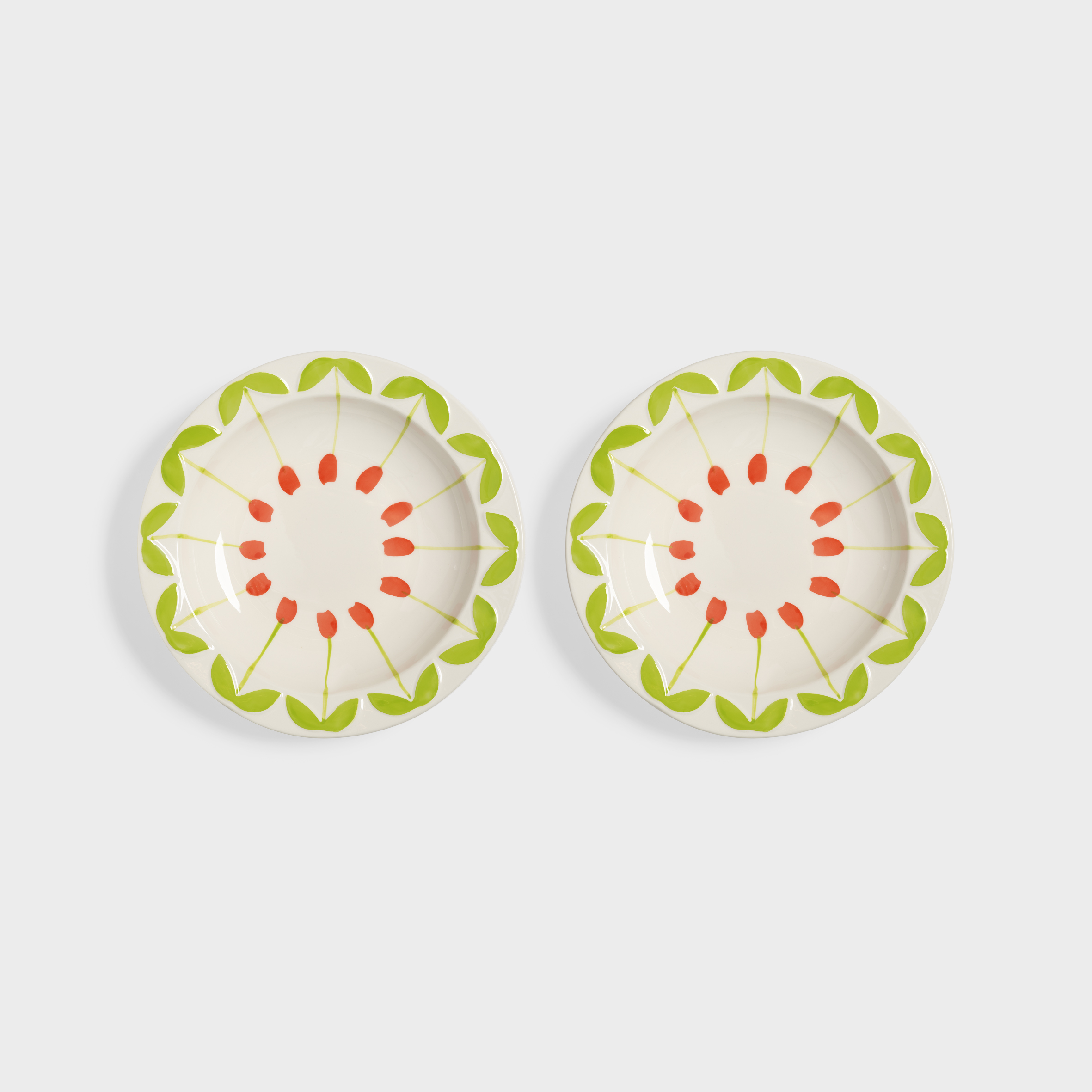 Bowl folk red large set of 2