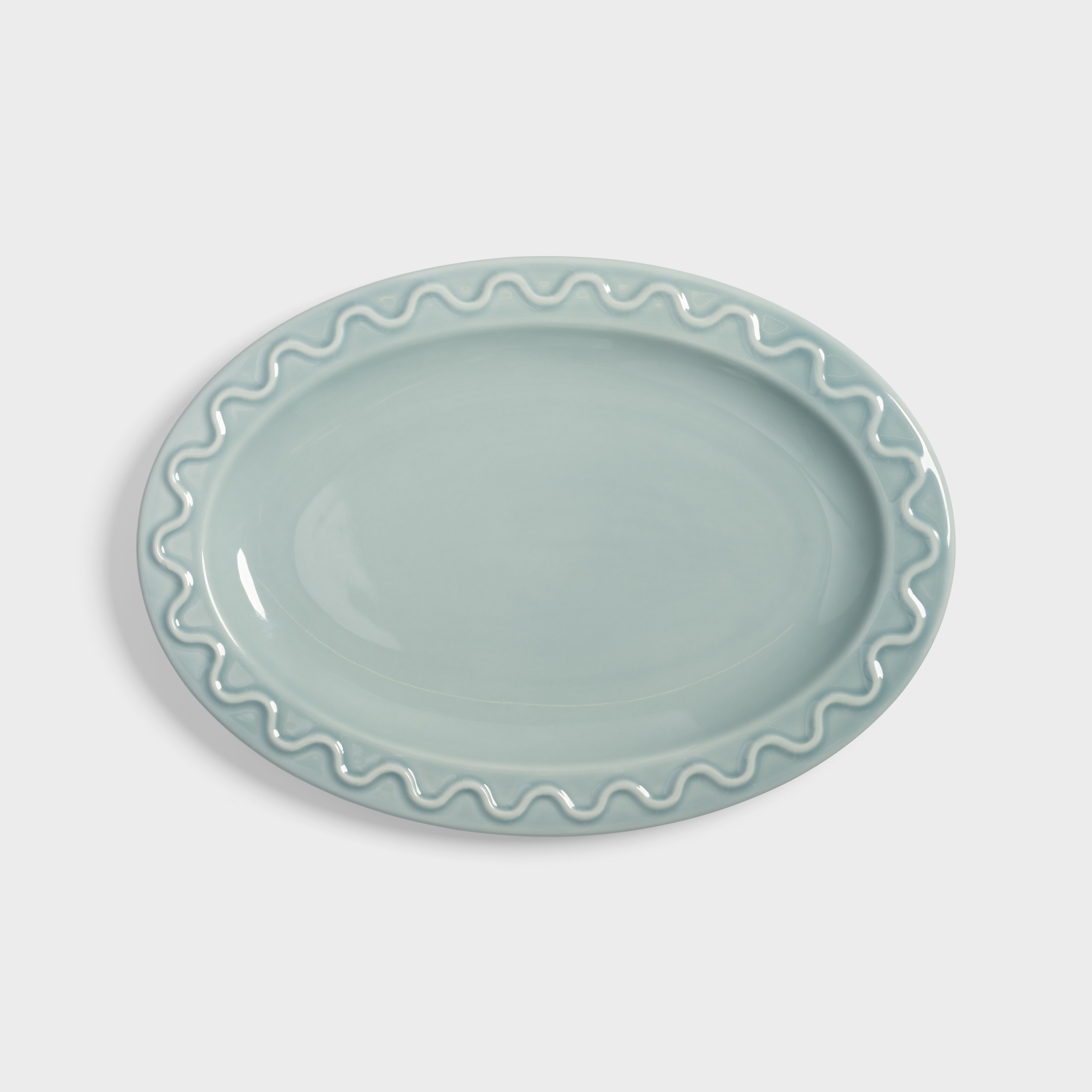 Plate mochi light blue oval